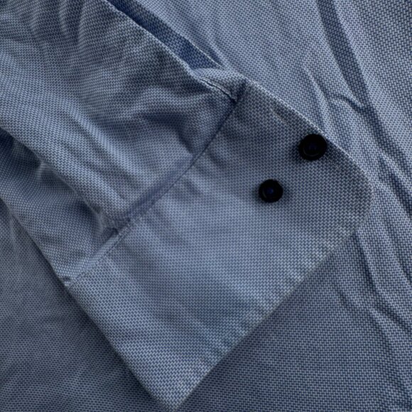 David Donahue Dress Shirt Men 17.5 34/35 Trim Fit Button Up Long Sleeve Blue - Picture 11 of 16